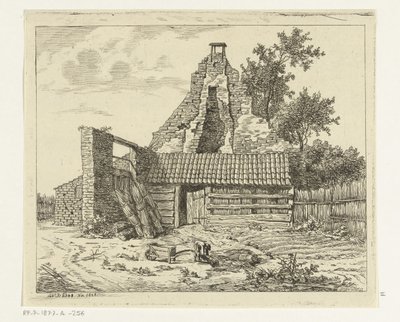 Przecinak trzciny do ruiny domu Snaatburg w Maarssen autorstwa Anthonie van den Bos