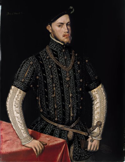 Portret Filipa II (1527-1598), króla Hiszpanii i Portugalii - Obraz Antonisa (Anthonisa) Mora (ok. 1517-1577), olej na drewnie (107,5 x 83,3 cm), ok. 1550 - Portret Filipa II, króla Hiszpanii i Portugalii, Olej na drewnie Antonis Mor, ok. 1550 - Pr autorstwa Anthonis van Dashorst Mor