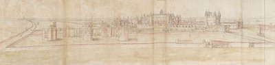 Pałac Hampton Court od strony północnej, ok. 1550-1560 autorstwa Anthonis van den Wyngaerde