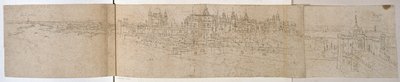 Pałac Hampton Court z rzeki, ok. 1544 (pióro i atrament na papierze) autorstwa Anthonis van den Wyngaerde
