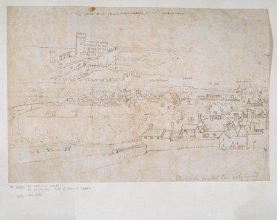 Arkusz badań pałaców Hampton Court i Richmond oraz okolic autorstwa Anthonis van den Wyngaerde
