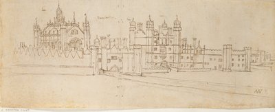 Kaplica i brama pałacu Hampton Court, ok. 1550-1560 autorstwa Anthonis van den Wyngaerde