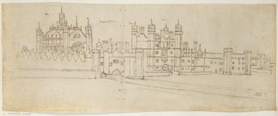 Kaplica i brama w Hampton Court, ok. 1544 (pióro i atrament na papierze) autorstwa Anthonis van den Wyngaerde