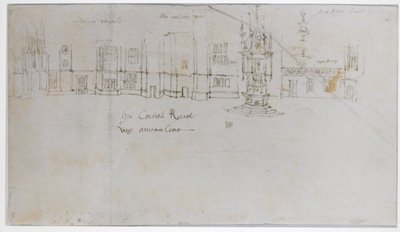 Fontanna, Pałac Hampton Court, ok. 1544 (pióro, tusz i ołówek na papierze) autorstwa Anthonis van den Wyngaerde