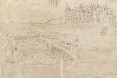 Nadrzeczny Pałac Richmond i Tajne Ogrody, ok. 1550 r. autorstwa Anthonis van den Wyngaerde