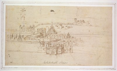 Schody Whitehall, ok.1544 (pióro i atrament na papierze) autorstwa Anthonis van den Wyngaerde