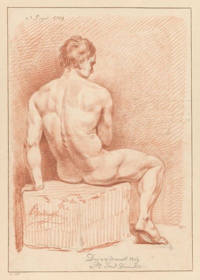 Siedzący akt męski, widziany z tyłu (3. nagroda 1769) autorstwa Anthony Andriessen