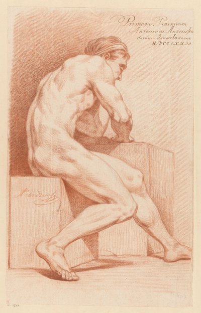Siedzący mężczyzna nago, widok z boku (1 nagroda 1772) autorstwa Anthony Andriessen
