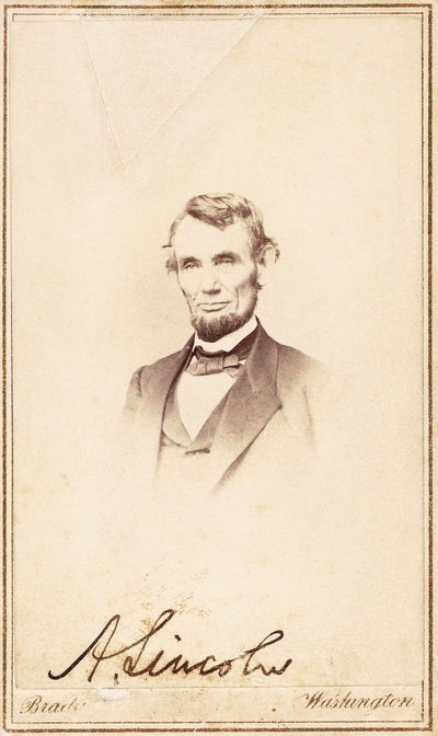 Abraham Lincoln, podpisany carte-de-visite, 1864 autorstwa Anthony Berger