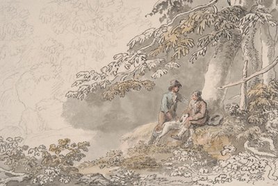 Dwóch chłopców i pies w lesie autorstwa Anthony Devis