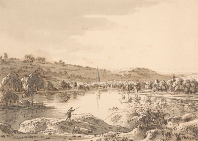 Aldeia vista do outro lado de um Lakepolish autorstwa Anthony Devis