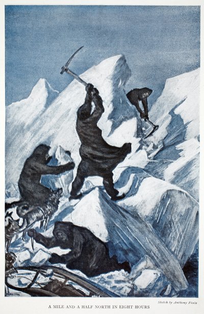 Półtorej mili na północ w osiem godzin, wyd. Londyn 1907 (kolor lito) autorstwa Anthony Fiala