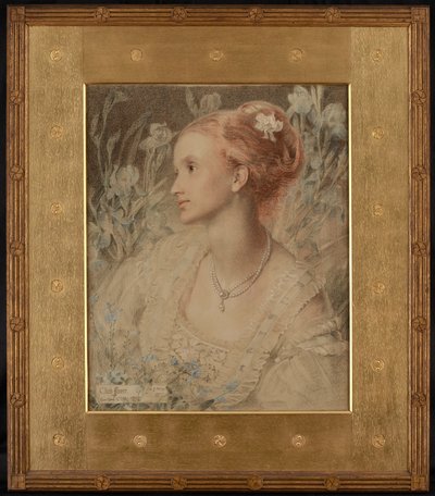 Clara Flower (kolorowa kreda na kremowym papierze) autorstwa Anthony Frederick Augustus Sandys
