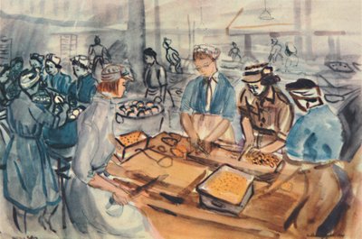 Krojenie i obieranie. ATS centrum kulinarne”, 1944. autorstwa Anthony Gross