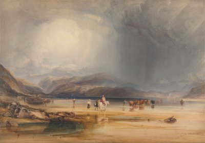 Widok Snowdon z Sands of Traeth Mawr, zrobiony przy brodzie między Pont Aberglaslyn i Tremadoc autorstwa Anthony Vandyke Copley Fielding
