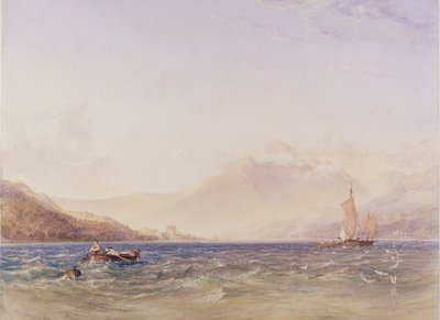 Głowa Loch Fyne, z zamkiem Dindarra, 1850 (wc, kolor nadwozia na papierze) autorstwa Anthony Vandyke Copley Fielding