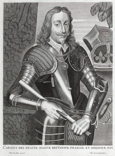 Carolus dei Gratia Magnae Britanniae, Franciae et Hiberniae (rycina) autorstwa Anthony van (after) Dyck