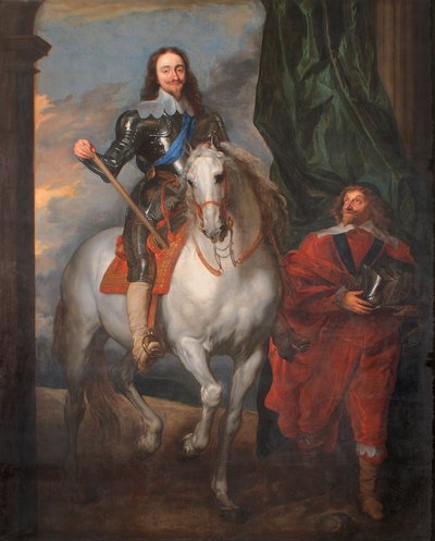 Karol I na koniu z M. De St. Antoine (olej na płótnie) autorstwa Anthony van (after) Dyck