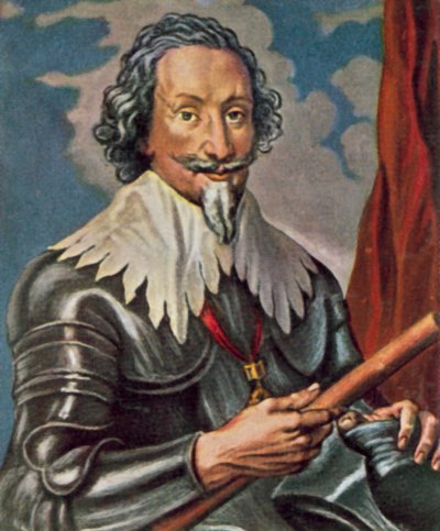 Gottfried von Pappenheim, niemiecki generał wojny trzydziestoletniej (kolorowa litografia) autorstwa Anthony van (after) Dyck