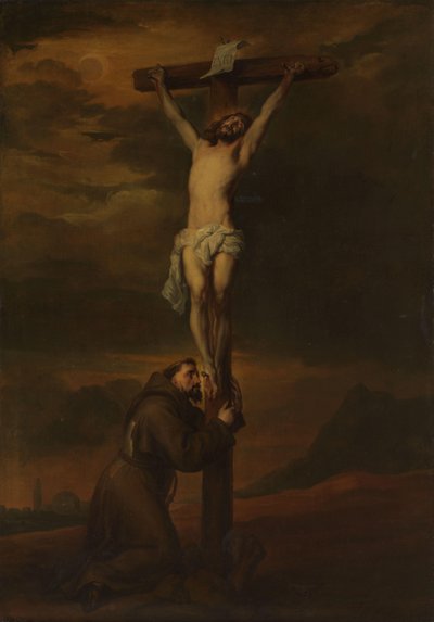Św. Franciszek lamentujący u stóp krzyża autorstwa Anthony van Dyck (possibly copy after)