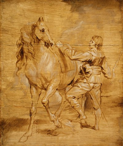 Człowiek wsiadający na konia, ok. 1930 r. 1630. autorstwa Anthony van Dyck