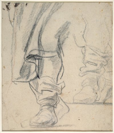 Nogi mężczyzny w butach i opadająca peleryna (czarna i czerwona kreda na papierze) autorstwa Anthony van Dyck