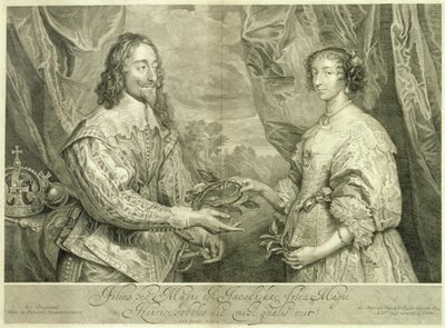 Karol I (1600-49) i Henrietta Maria (1609-69) rytowane przez George