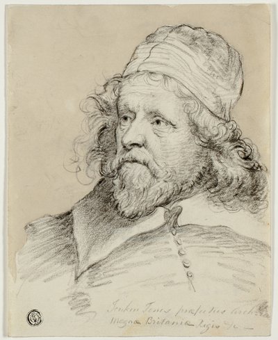 Inigo Jones (odbytnica); Szkic kobiecej głowy (verso) autorstwa Anthony van Dyck