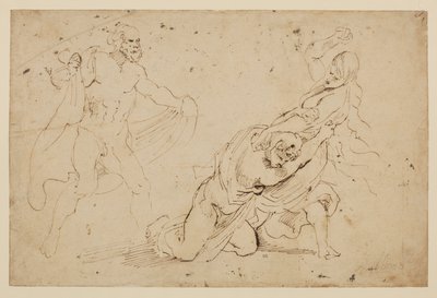 Zemsta Junony na Kallisto, ? - studium mężczyzny i kobiety atakowanie innej kobiety, 1621-c.1623 autorstwa Anthony van Dyck
