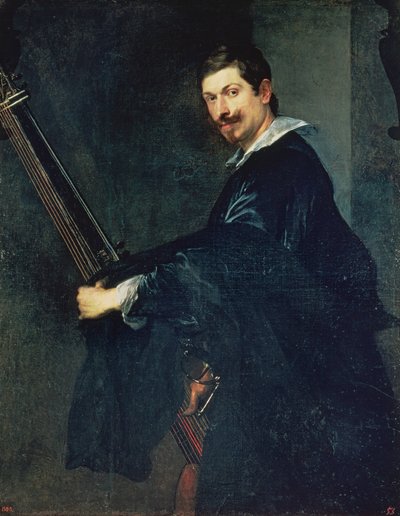 Mężczyzna z lutnią, portret muzyka Jacoba Gaultiera, lutnisty na dworze angielskim autorstwa Anthony van Dyck
