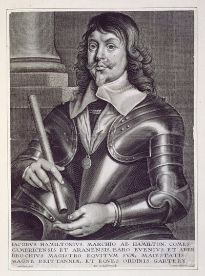 Portret Jamesa Hamiltona (1606-49) 1. księcia Hamiltona, rytowany przez Joannesa Meyssensa (1612-70) autorstwa Anthony van Dyck