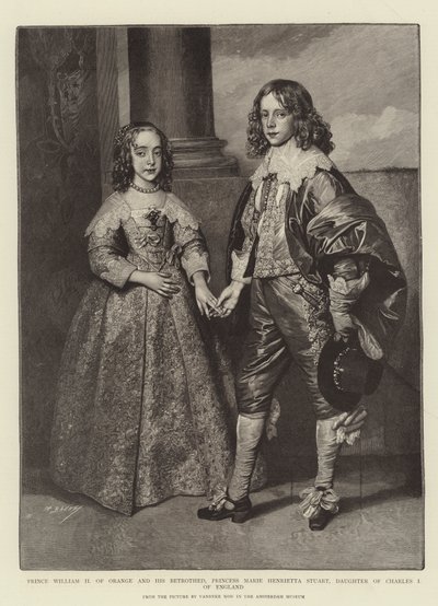 Książę Wilhelm II Orański i jego narzeczona, księżniczka Maria Henrietta Stuart, córka Karola I w Anglii autorstwa Anthony van Dyck