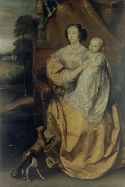 Królowa Henrietta Maria (1609-69) ok. 1640 autorstwa Anthony van Dyck