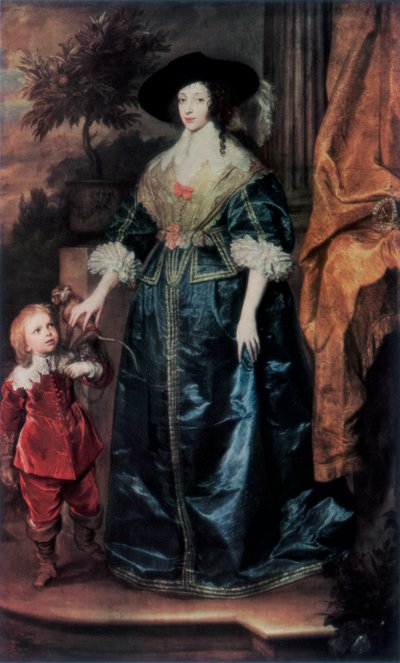 Królowa Henrietta Maria i jej karzeł Sir Jeffrey Hudson, c1633, 1927 autorstwa Anthony van Dyck