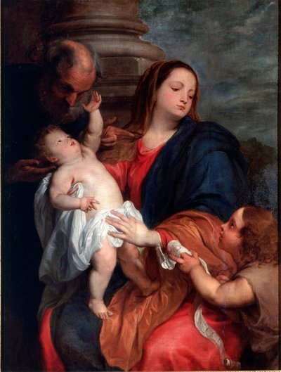 Obraz Świętej Rodziny Antoniego Van Dycka (1599-1641) 1621-1625 ok. Słońce. 123x94 cm Geny, kolekcja Banca Carige autorstwa Anthony van Dyck