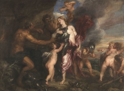 Thetis odbiera nową zbroję dla Achillesa w kuźni Wulkana autorstwa Anthony van Dyck