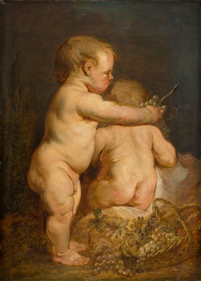 Dwoje nagich dzieci z winogronami, ok. 1630-40 (olej na dębie) autorstwa Anthony van Dyck