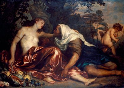 Vertumne i Pomone (Jowisz i Ceres): Vertumne, zakochana w nimfie Pomone, przebiera się za staruszkę, aby się do niej zbliżyć. Obraz Antoniego Van Dycka (1599-1641) 1623-1625 nd. 141x197 cm Geny, Galleria di Palazzo Bianco autorstwa Anthony van Dyck