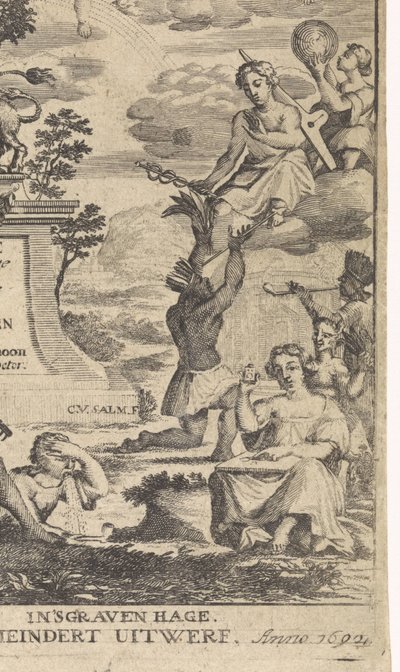 Alegoria botaniki Strona tytułowa dla: Theodorus Schoon, Prawdziwe ćwiczenia i analiza roślin, 1692 autorstwa Anthony van Zijlvelt