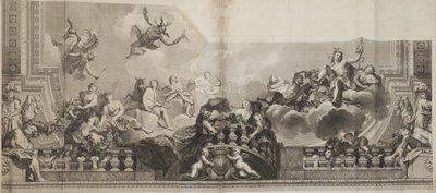 Projekt centralnego panelu sufitu Wielkiej Galerii Palais Royal, rytowany przez Nicolasa Henri Tardieu (1674-1749) autorstwa Antoine (after) Coypel