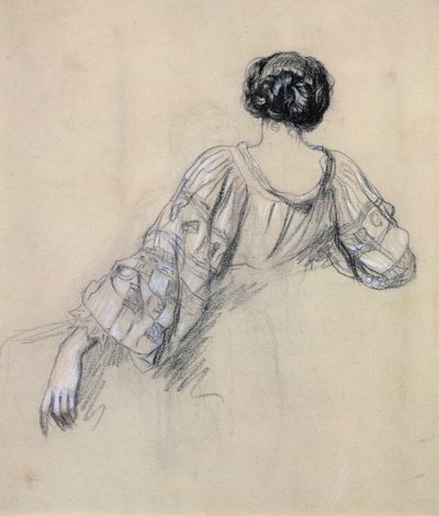 Plecy młodej kobiety (badanie dla „La Malaria”) (kreda na papierze) autorstwa Antoine Auguste Ernest Herbert or Hebert