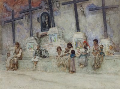 Kalwaria Ischia (akwarela na papierze) autorstwa Antoine Auguste Ernest Herbert or Hebert