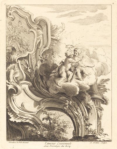 Amorek w koronie, 1736. autorstwa Antoine Aveline