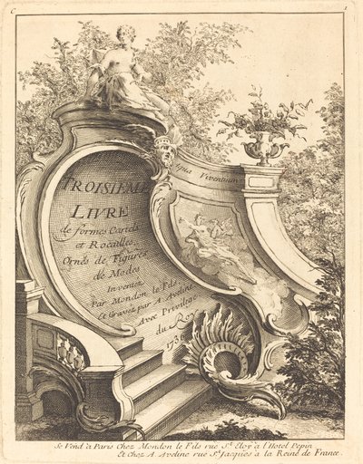 Trzecia księga formularzy Kartele i strona tytułowa Rocailles, 1736. autorstwa Antoine Aveline
