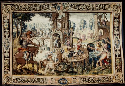 Ćwiczenie w ataku i obronie bastionu, projekt 1562–1565 (tkanina 1611–1627) (wełna i jedwab) autorstwa Antoine Caron