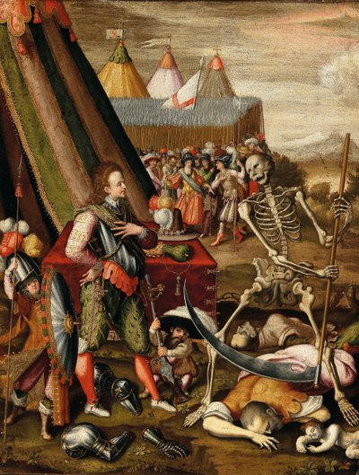 Dialog księcia ze śmiercią. Alegoria okropności wojny, lata czterdzieste XVI wieku. autorstwa Antoine Caron