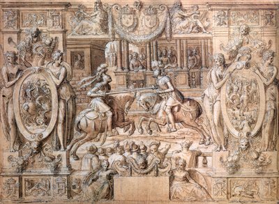 Turniej z okazji zaślubin Katarzyny Medycejskiej (1519-89) i Henryka II (1519-59) w 1533 r. (pióro i na papierze) autorstwa Antoine Caron