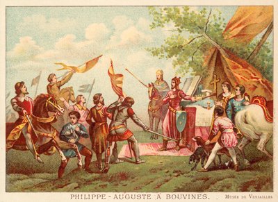 Filip August z Francji w Bouvines, 1214 (chromolitho) autorstwa Antoine Charles Horace Vernet