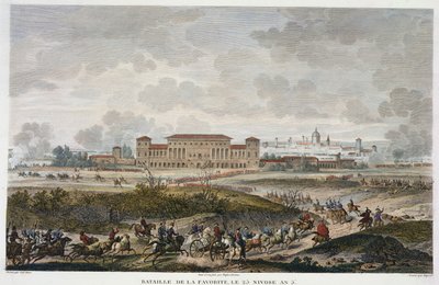 Bitwa pod La Favorite, 25 Nivose, rok 5 (styczeń 1797) grawerowana przez Jeana Duplessi-Bertaux (1747-1819) (akwatinta) autorstwa Antoine Charles Horace Vernet