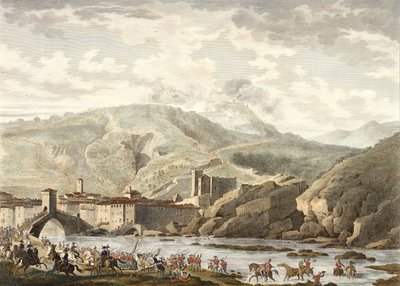 Bitwa pod Millesimo, 25 Germinal, rok 4 (kwiecień 1796) grawerowana przez Jeana Duplessi-Bertaux (1747-1819) (akwatinta) autorstwa Antoine Charles Horace Vernet